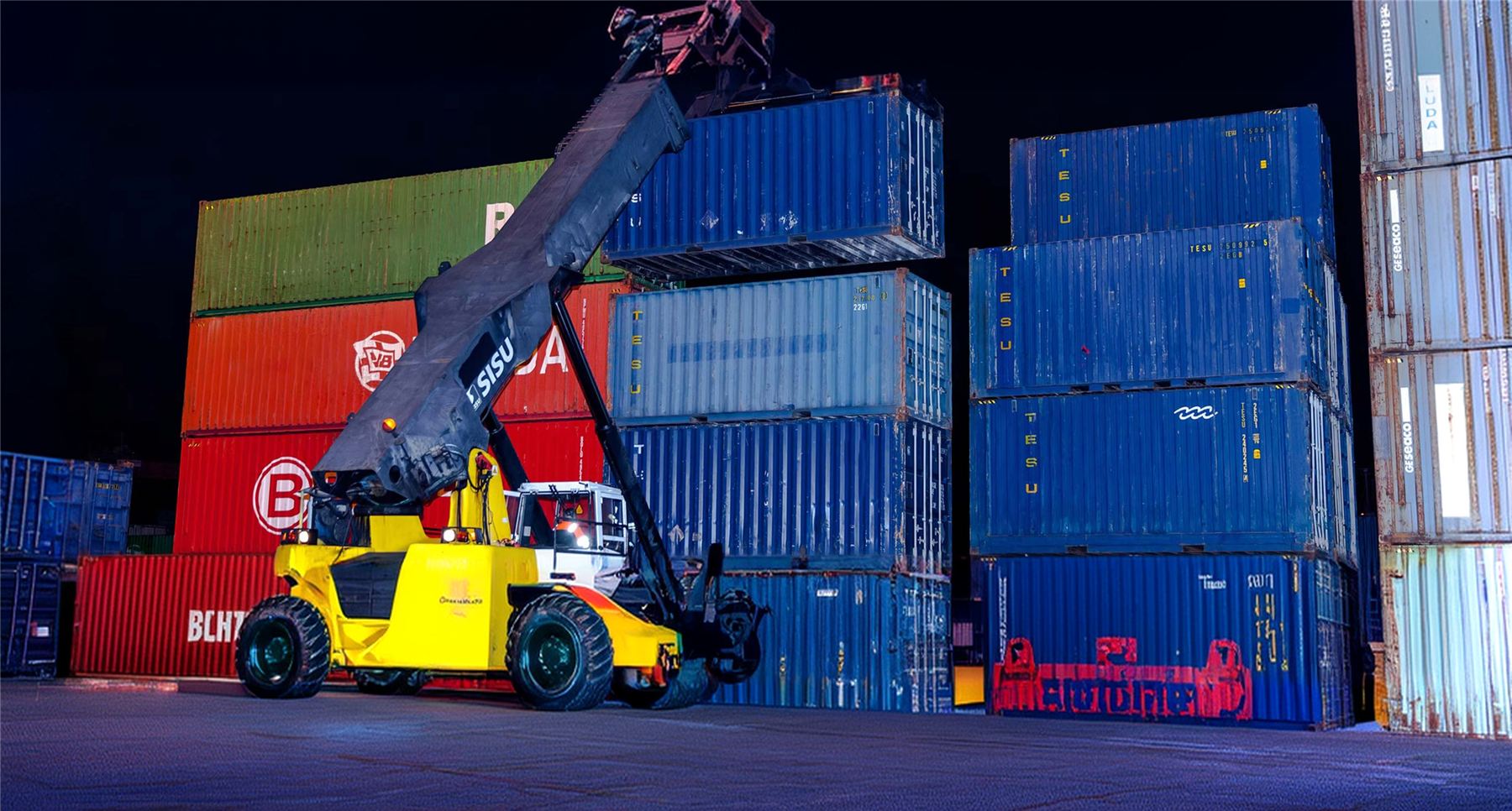 Reachstacker mit Container