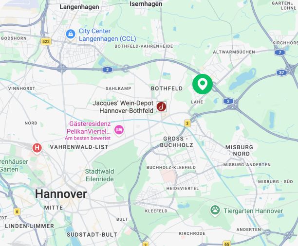 Karte von Hannover mit dem Kilomatic-Standort